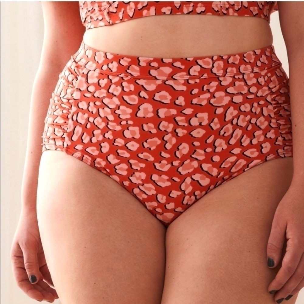 CACTUS swim bathing suit bottom high waist size X leopard print New